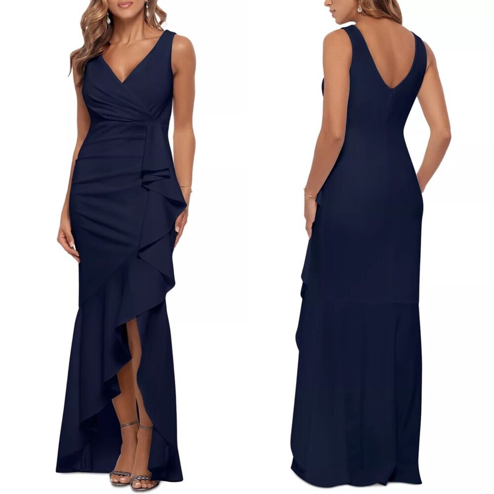Aqua Ruffledβ High-Low Gown Size 2